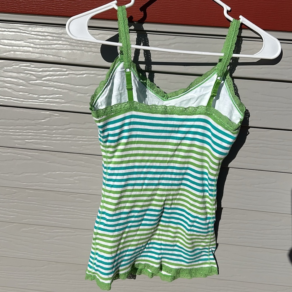 Aeropostale Size Large Camisole Bright Green and Blue Stripped - Picture 2 of 5